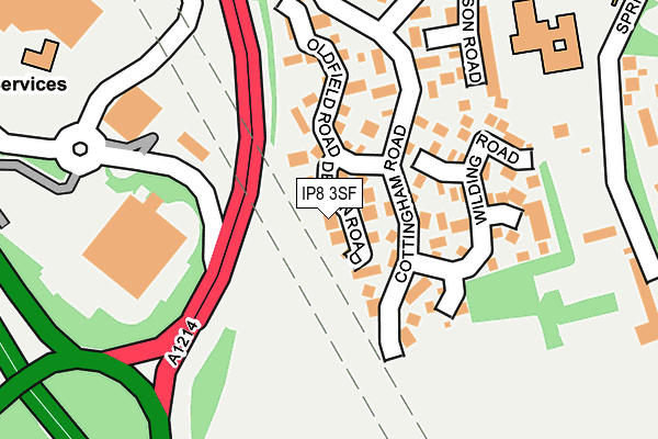 IP8 3SF map - OS OpenMap – Local (Ordnance Survey)