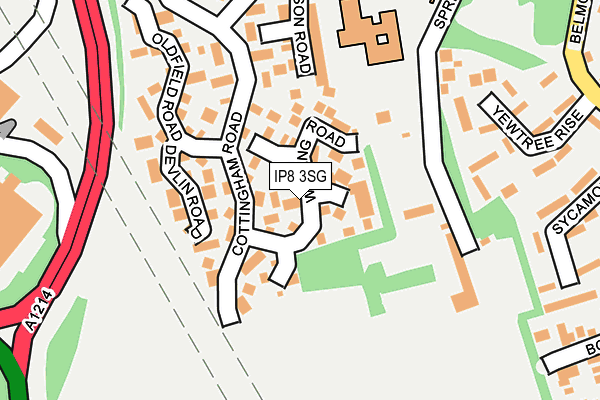 IP8 3SG map - OS OpenMap – Local (Ordnance Survey)