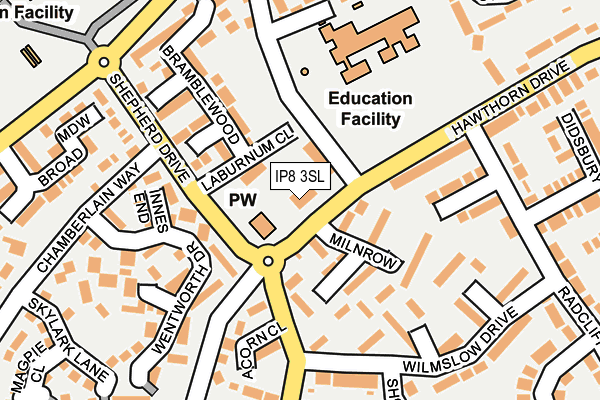 IP8 3SL map - OS OpenMap – Local (Ordnance Survey)