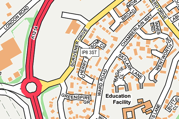 IP8 3ST map - OS OpenMap – Local (Ordnance Survey)