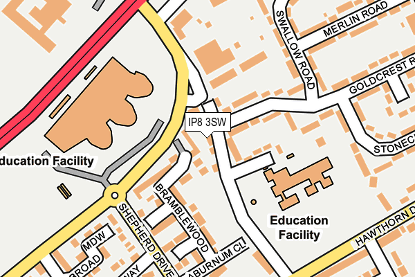 IP8 3SW map - OS OpenMap – Local (Ordnance Survey)