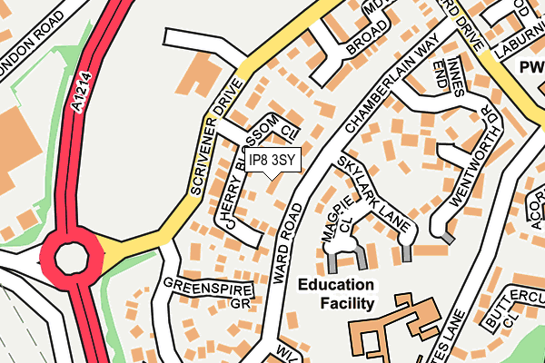 IP8 3SY map - OS OpenMap – Local (Ordnance Survey)