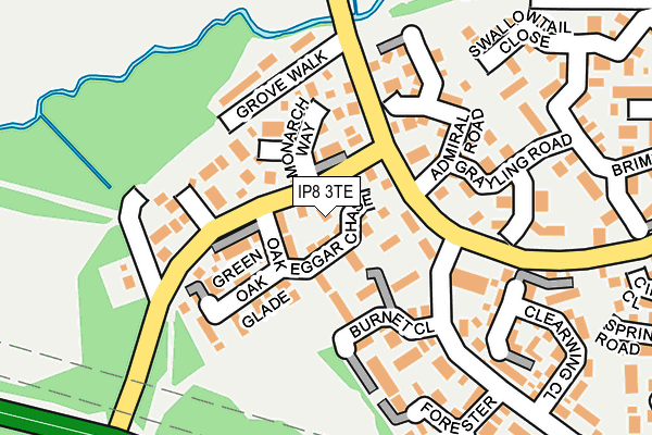 IP8 3TE map - OS OpenMap – Local (Ordnance Survey)