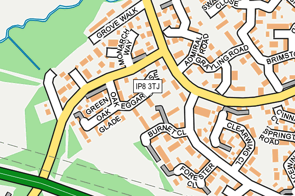 IP8 3TJ map - OS OpenMap – Local (Ordnance Survey)