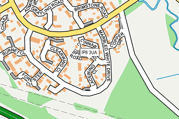 IP8 3UA map - OS OpenMap – Local (Ordnance Survey)