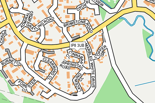 IP8 3UB map - OS OpenMap – Local (Ordnance Survey)