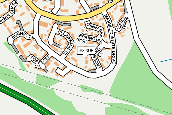 IP8 3UE map - OS OpenMap – Local (Ordnance Survey)