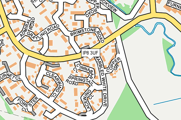 IP8 3UF map - OS OpenMap – Local (Ordnance Survey)