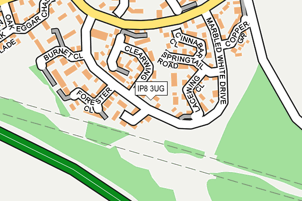 IP8 3UG map - OS OpenMap – Local (Ordnance Survey)