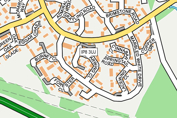 IP8 3UJ map - OS OpenMap – Local (Ordnance Survey)
