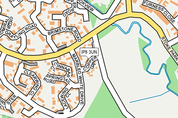 IP8 3UN map - OS OpenMap – Local (Ordnance Survey)