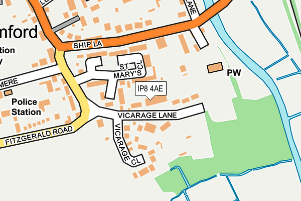 IP8 4AE map - OS OpenMap – Local (Ordnance Survey)