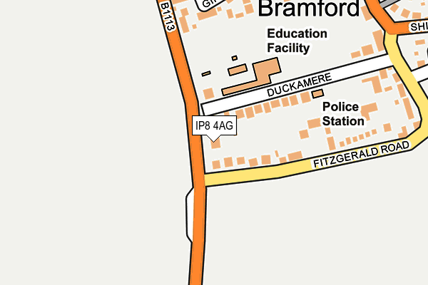 IP8 4AG map - OS OpenMap – Local (Ordnance Survey)