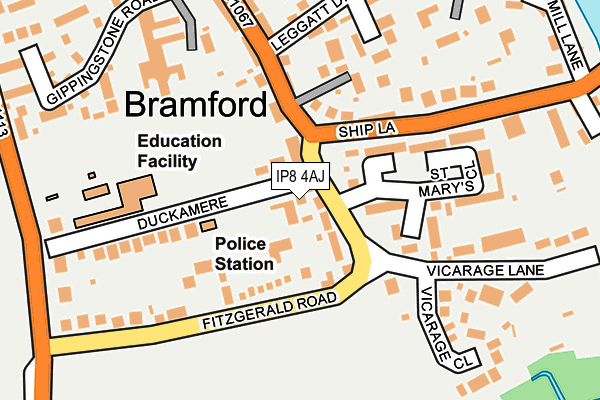 IP8 4AJ map - OS OpenMap – Local (Ordnance Survey)