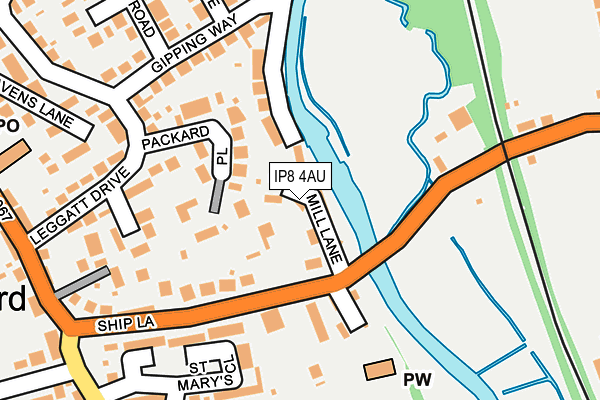 IP8 4AU map - OS OpenMap – Local (Ordnance Survey)