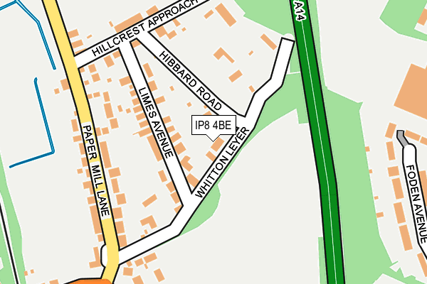 IP8 4BE map - OS OpenMap – Local (Ordnance Survey)