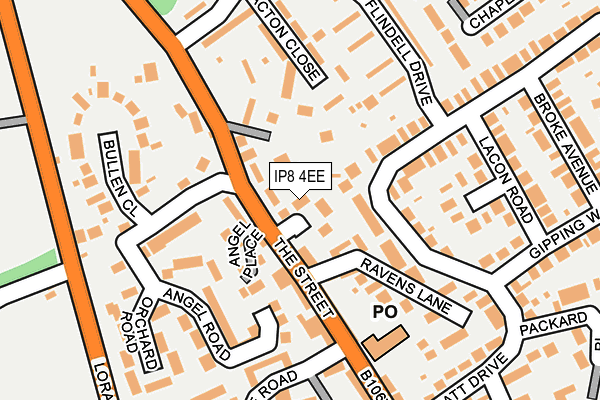 IP8 4EE map - OS OpenMap – Local (Ordnance Survey)