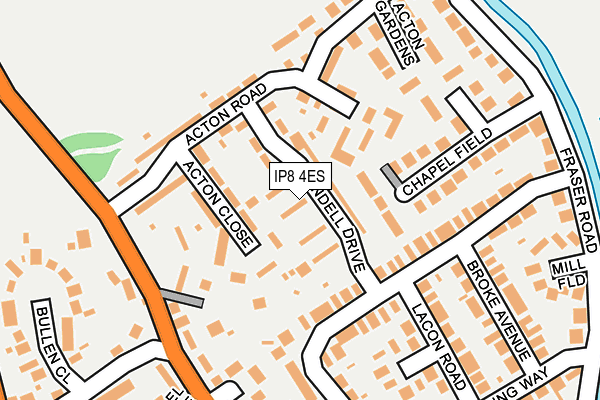 IP8 4ES map - OS OpenMap – Local (Ordnance Survey)