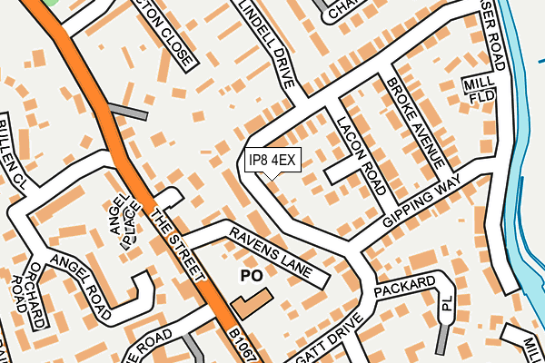 IP8 4EX map - OS OpenMap – Local (Ordnance Survey)