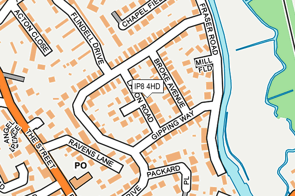 IP8 4HD map - OS OpenMap – Local (Ordnance Survey)