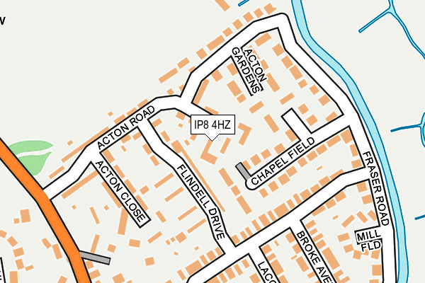 IP8 4HZ map - OS OpenMap – Local (Ordnance Survey)