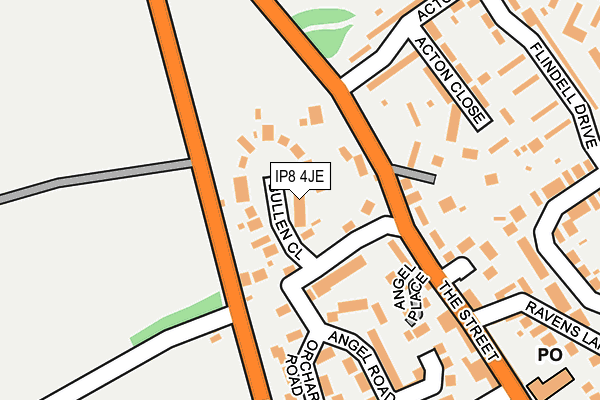 IP8 4JE map - OS OpenMap – Local (Ordnance Survey)