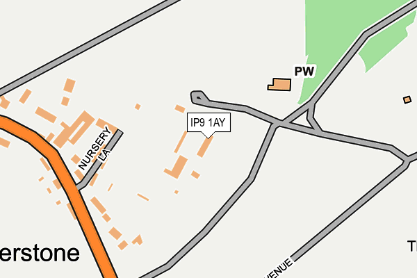 IP9 1AY map - OS OpenMap – Local (Ordnance Survey)