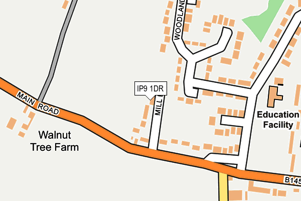 IP9 1DR map - OS OpenMap – Local (Ordnance Survey)