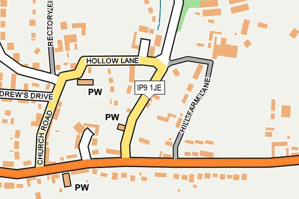 IP9 1JE map - OS OpenMap – Local (Ordnance Survey)