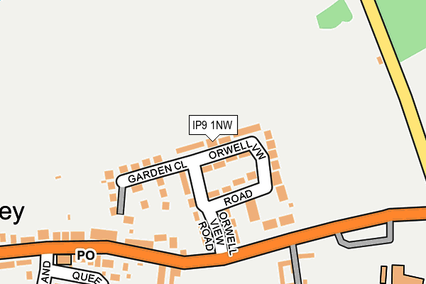 IP9 1NW map - OS OpenMap – Local (Ordnance Survey)