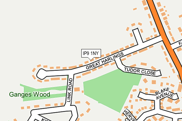 IP9 1NY map - OS OpenMap – Local (Ordnance Survey)