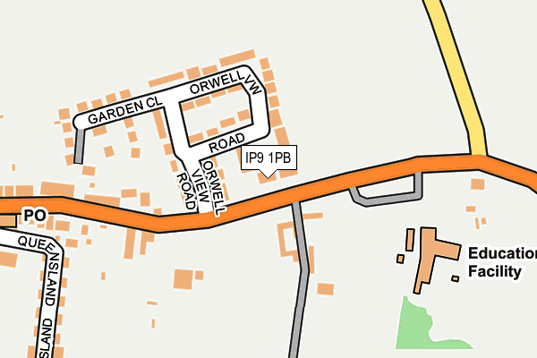 IP9 1PB map - OS OpenMap – Local (Ordnance Survey)