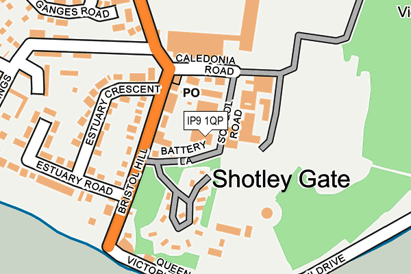 IP9 1QP map - OS OpenMap – Local (Ordnance Survey)