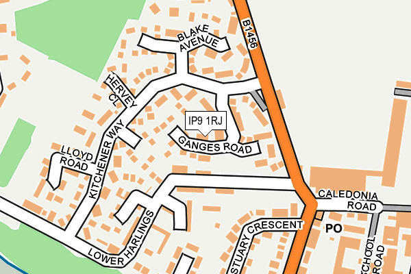 IP9 1RJ map - OS OpenMap – Local (Ordnance Survey)