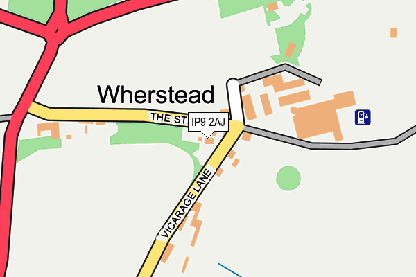 IP9 2AJ map - OS OpenMap – Local (Ordnance Survey)