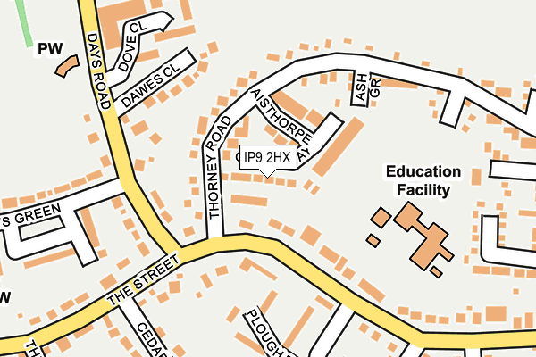 IP9 2HX map - OS OpenMap – Local (Ordnance Survey)