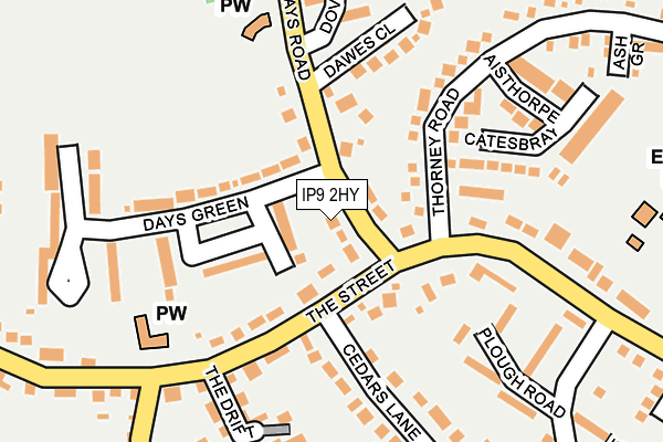 IP9 2HY map - OS OpenMap – Local (Ordnance Survey)