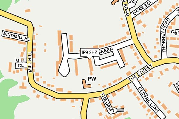 IP9 2HZ map - OS OpenMap – Local (Ordnance Survey)