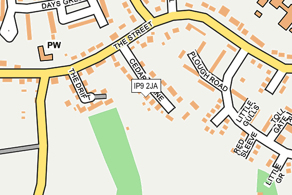 IP9 2JA map - OS OpenMap – Local (Ordnance Survey)