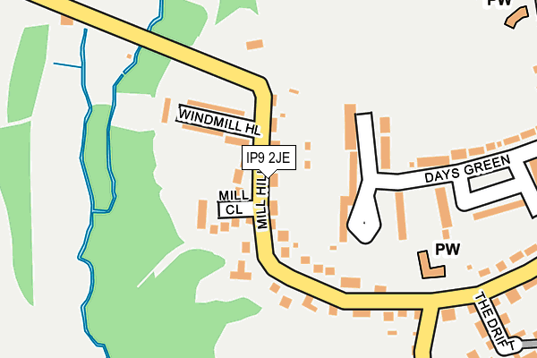 IP9 2JE map - OS OpenMap – Local (Ordnance Survey)