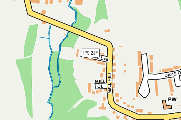 IP9 2JF map - OS OpenMap – Local (Ordnance Survey)