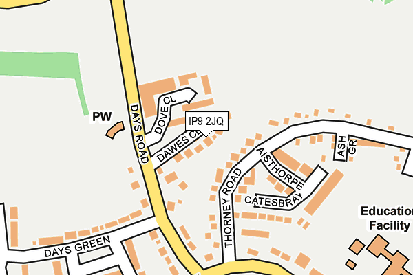 IP9 2JQ map - OS OpenMap – Local (Ordnance Survey)