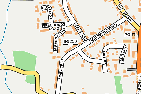 IP9 2QD map - OS OpenMap – Local (Ordnance Survey)