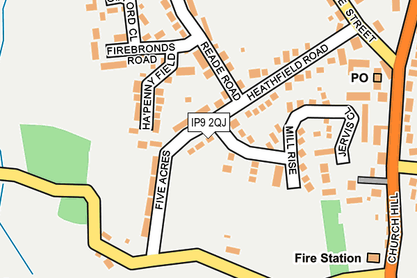 IP9 2QJ map - OS OpenMap – Local (Ordnance Survey)