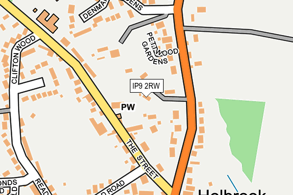 IP9 2RW map - OS OpenMap – Local (Ordnance Survey)