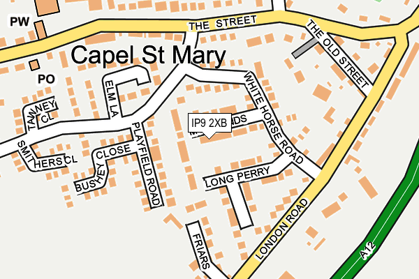 IP9 2XB map - OS OpenMap – Local (Ordnance Survey)