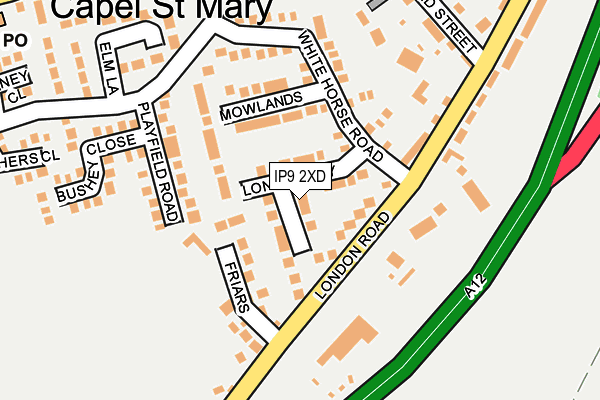 IP9 2XD map - OS OpenMap – Local (Ordnance Survey)