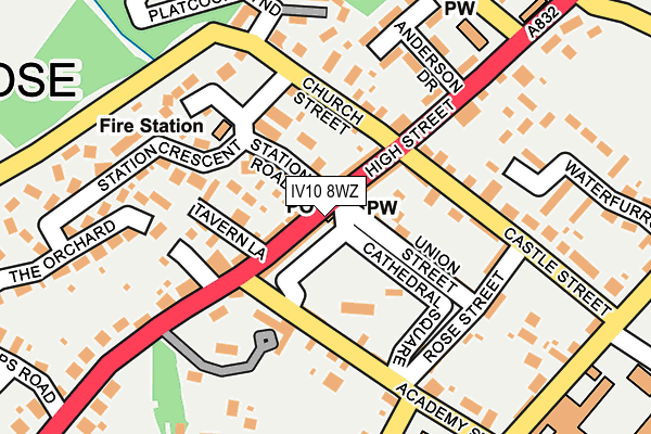 IV10 8WZ map - OS OpenMap – Local (Ordnance Survey)