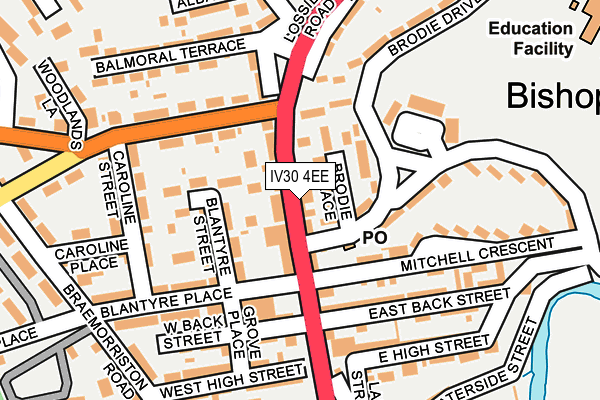 Map of BISHOPMILL TAKE AWAY LIMITED at local scale