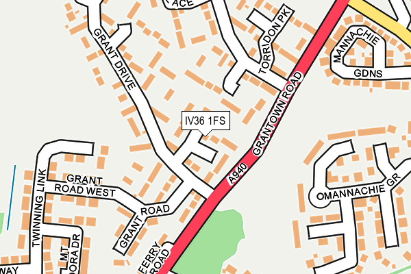 IV36 1FS map - OS OpenMap – Local (Ordnance Survey)